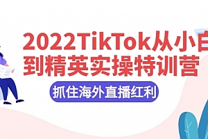 2022TikTok从小白到精英实操特训营，掌握TikTok核心技术，抓住海外直播红利